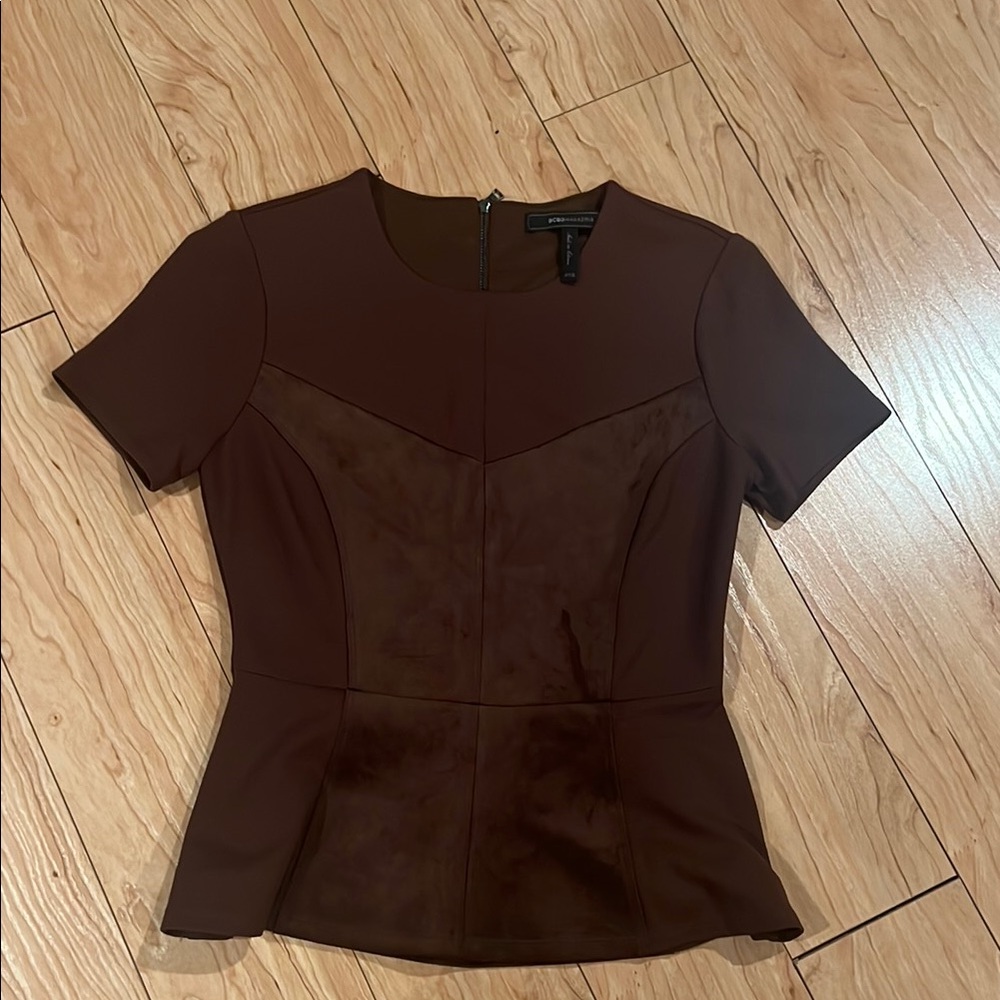 Brown Short Sleeve Women's Top